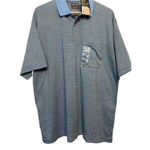 St. Johns Bay Quick-Dry Performance Polo Blue Large Vintage 1980s Retro Golf